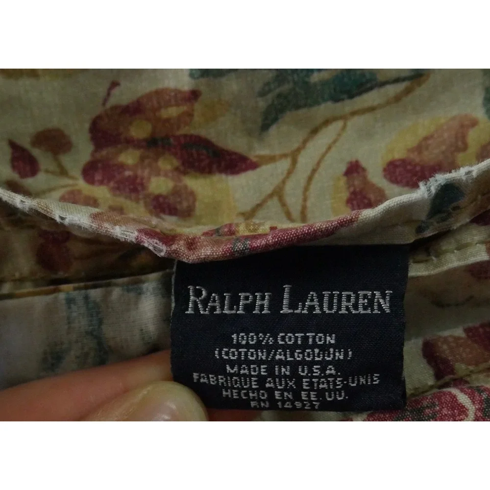Vintage Ralph Lauren Highgate Woods King Flat Sheet Floral Chintz Cotton USA